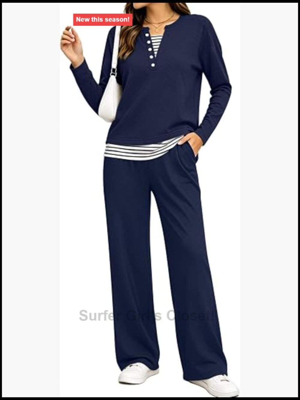 Womens 2 Piece Lounge Set Cotton Polyester Spandex Wide Leg Pants Sweatsuit